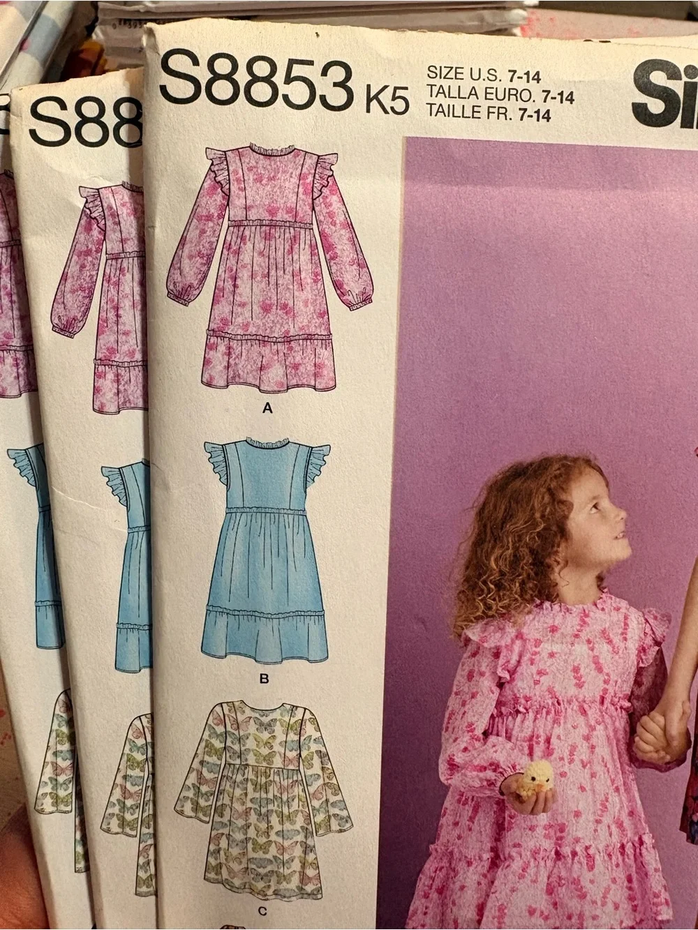 BN UNCUT SIMPLICITY 8853 K5 GIRLS DRESS SEWING PATTERNS